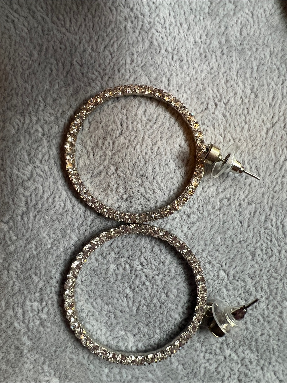 Silver-Tone Crystal Hoop Earrings - Sparkling Clear Stones